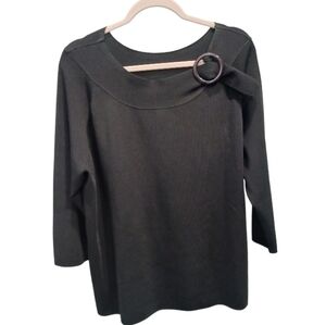 Rafaella women's blouse Plus Sz 2X Black 3/4 length sleeve Viscose/nylon mix